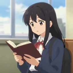 anime girl with a book