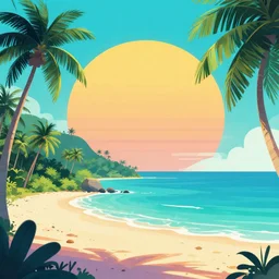 a tropical beach, epic retrowave art, trending on art station