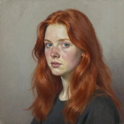 life study of a red head in oils.