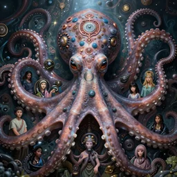 symmetry! a detailed close up portrait of the goddess yemoja using symbiotic octopus technology, unreal engine, fantasy art by greg rutkowski, loish, rhads, ferdinand knab, makoto shinkai and lois van baarle, ilya kuvshinov, rossdraws, tom bagshaw, radiant light, detailed and intricate environment
