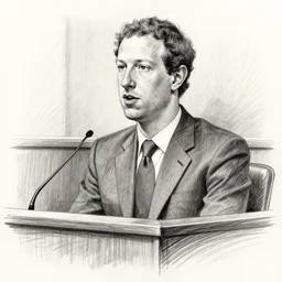 mark zuckerburg courtroom sketch, pencil sketch, sketch, released by the sun