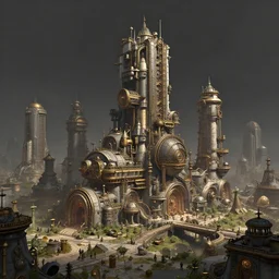 matte painting of a beautiful steampunk city, digital art, trending on artstation