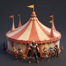 3d sculpt of a huge circus tent, artstaton, League of Legends, red dead redemption2, overwatch, digital illustration