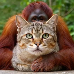 a feline cat - orangutan - cat - hybrid, animal photography, pet