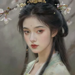 portrait of a graceful spring goddess, enigmatic beauty, esoteric, muted colors, head in focus, spring aesthetics, intricate details, elegant, highly detailed, hyperrealistic painting, artstation, concept art, painterly, sharp focus, illustration, art by ive freya