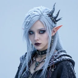 highly detailed portrait of a pretty frosty elemental witch punk lady ( ( witch ) ), stray wiring by atey ghailan, james gilleard, by joe fenton, by greg rutkowski, by greg tocchini, by kaethe butcher, 4 k resolution, gradient blue, cyan, black and white color scheme!!! ( ( snowy glaciated robotic dystopian city background ) )