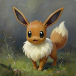 eevee. a beautiful unsettling painting by greg rutkowski