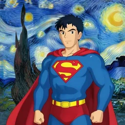 superman van ghogh + studio ghibli