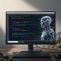 computer code, intricate cybernetic illustration by tim doyle