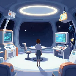 inside a space station, from a space themed Serria point and click 2D graphic adventure game made in 1986, high quality graphics