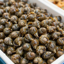 live snails being sold at a bazaar