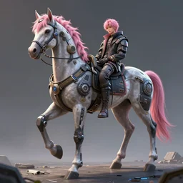 full body character, pink hair male horse, cyberpunk intricate streetwear, dystopian, trending on artstation, beautiful, intricate complexity, digital painting, anime, disney, pixar, 8 k, hd, dof, kodak film, volumetric lighting, subsurface scattering, photorealistic, octane render, extreme details