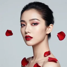 studio portrait absurdly beautiful, elegant, graceful, young hypercolorful contrast sensual gravure idol rubies and red petals, ultrafine hyperrealistic detailed face illustration by kim jung gi, irakli nadar, intricate linework, sharp focus, bright colors, matte, octopath traveler, final fantasy, unreal engine highly rendered, global illumination, radiant light, intricate environment