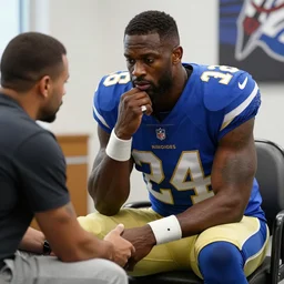 nfl antonio brown receiving therapy from professional for mental illness real life, 8 k, 4 k uhd, realistic, hyper realistic, super detailed, very detailed, detailed