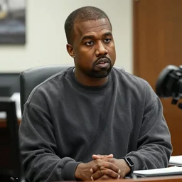 Kanye west in the office 4K quality super realistic