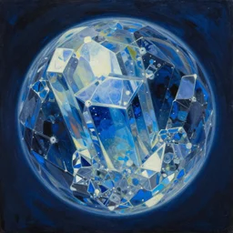 a gigantic glowing crystal tesseract orb, high detailed beksinski painting, part by adrian ghenie and gerhard richter. masterpiece, deep colours, blue