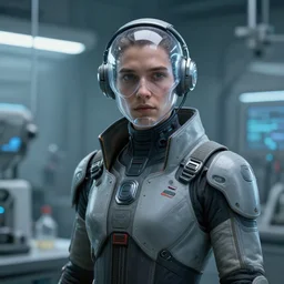 a portrait of a scifi technician in the laboratory, cyberpunk suit, clear face, character art, highly detailed, greg rutkowski, cedric peyravernay, denys tsiperko, artstation, 8 k