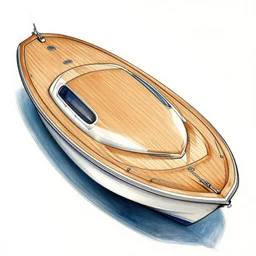 speedboat wooden deck detailed sketch