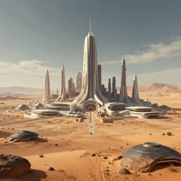 A futuristic Martian city, HD wallpaper 8k concept art by James Paick