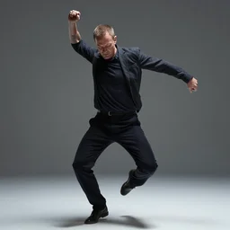 bill murray dancing intensely, cinematic composition and lighting