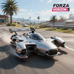 a spaceship on Forza Horizon 5, gameplay screenshot, realistic