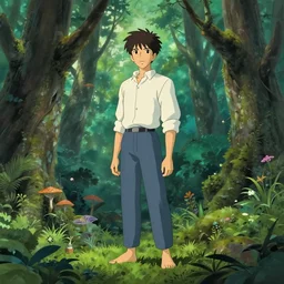 maximalist otherworldly forest spirit male, trending on pixiv fanbox, painted by makoto shinkai takashi takeuchi studio ghibli, akihiko yoshida, yoshitaka amano, wangechi mutu, clean cel shaded vector art, illustration, hd, 8 k