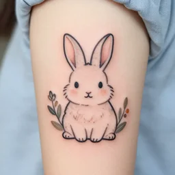 adorable bunny floral stencil tattoo