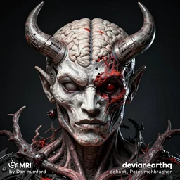 a portrait of the mri brain damage demon, digital art by dan mumford and peter mohrbacher, highly detailed, trending on deviantarthq