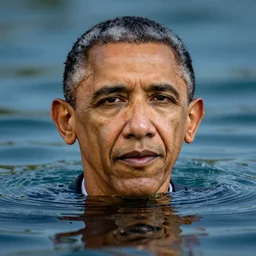obama's face by the water surface, reflection, an 8 k photograph. volumetric lighting, sub surface scattering, masterpiece, artgem. volumetric light, subsurface scattering, high detail