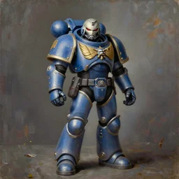 portrait of a warhammer 4 0 k astartes soldier, oil painting, standing, by hubert van eyck