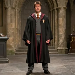 dwayne johnson as harry potter character, wearing a wizard robe, full body shot, highly - detailed, sharp focus, award - winning
