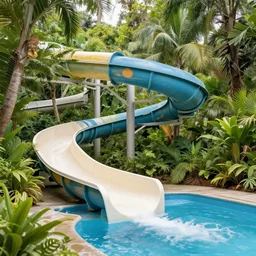 subtropical pool water slide in forest