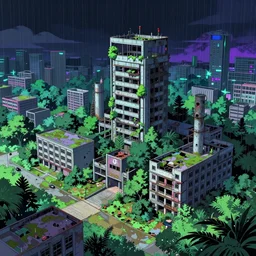 a beautiful ultradetailed anime illustration of school city industrial architecture nature building abandoned architecture unfinished building by jean delville, tron retrowave cosmic rainforest neon noir, archdaily, wallpaper, highly detailed, trending on artstation.