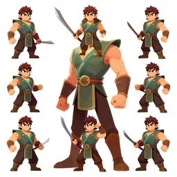 Cartoon warrior, multiple poses, concept, favorite, trending, digital art,