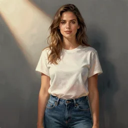 Kate Beckinsale in a t-shirt and jeans, digital painting, artstation, concept art