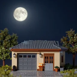 a garage kit, raising, the moon so bright, nostalgia comes around, made of ticks + plastic, highly quality, artstation,