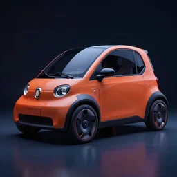aerodynamic single passenger electric city car by pinifarina, 4 k, very detailed, photo shoot, lighting, dark vibrant colors