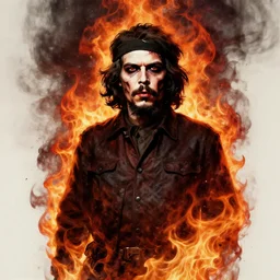 stalin is on fire, scary art in hellish style, art in 4 k