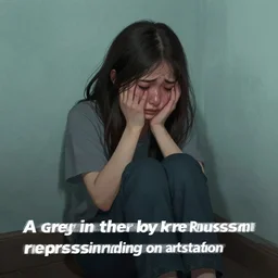 “a girl crying in the corner by Greg Rutkowski, realism, depression, trending on artstation”