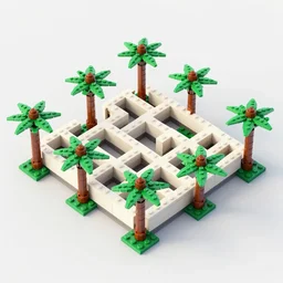 wimmelbilder maze made of lego, isometric, octane render, Lego palm trees, unreal engine