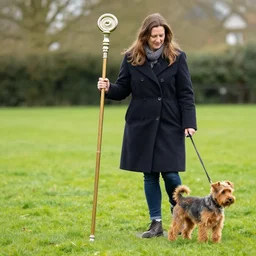 woman walking a giant staffordshire terrier