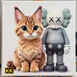 cute fluffy caracal by shusei nagaoka, kaws, david rudnick, airbrush on canvas, pastel colours, cell shaded, 4 k