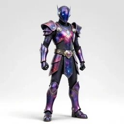 full body photo of a warrior with galaxy coloured armour,