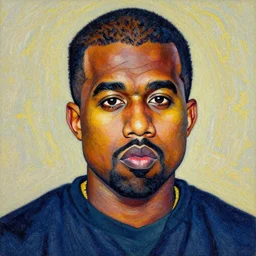 a pointilism painting of kanye west, tumblr, qajar art, maximalist, official art, artwork, detailed painting, fauvism