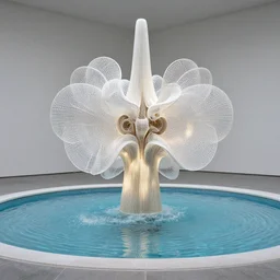 fountain of ether architecture, water, pond, art installation, contemporany art, biennale, 3 d printing, digital 3 d, by iris van herpen