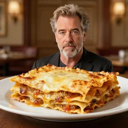 anthropomorphic lasagna that looks like guy fieri, by steven spielberg