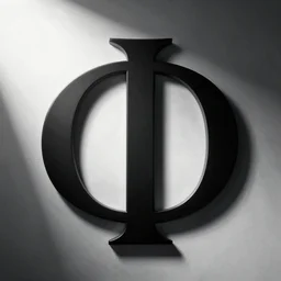 the phi symbol, logo, deathmetal font, black and white