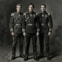 painting of both john oliver and adam driver together, john oliver, adam driver, stoic, full body, military uniform, fantasy, intricate, elegant, beautiful, highly detailed, charcoal, centered, dark, smokey, digital painting, concept art, smooth, sharp focus, illustration, art by artgerm, art by greg rutkowski, art by alphonse mucha