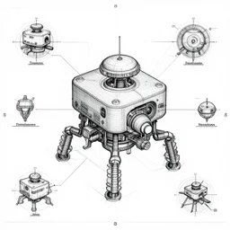 a very detailed schematic blueprint of a nanobot