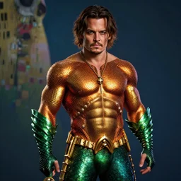 johnny depp as aquaman, naturel, hyper detailed, digital art, trending in artstation, cinematic lighting, studio quality, smooth render, unreal engine 5 rendered, octane rendered, art style by klimt and nixeu and ian sprigger and wlop and krenz cushart